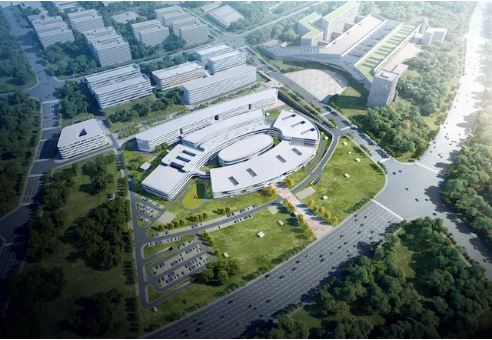 红河州第三人民医院蒙自新院区的滇南肿瘤医学中心标志建筑封顶